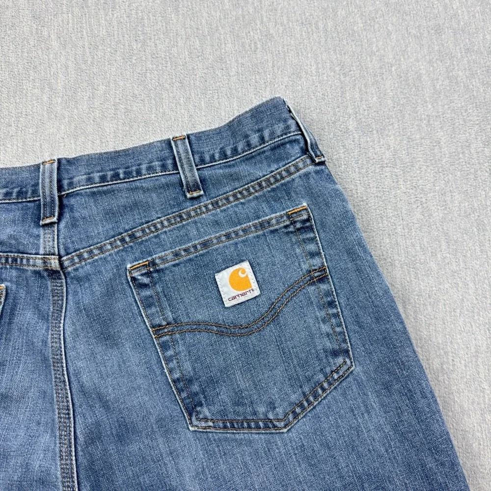 Carhartt Jeans Mens 36x34 Blue Denim Relaxed Fit Straight Holter Workwear 101483